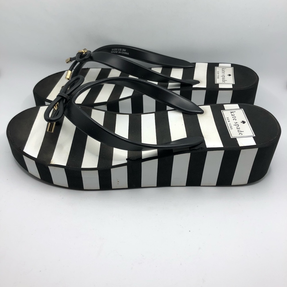 Kate Spade Rhett Black White Striped Platform Sandals Size 9 - Picture 7 of 15